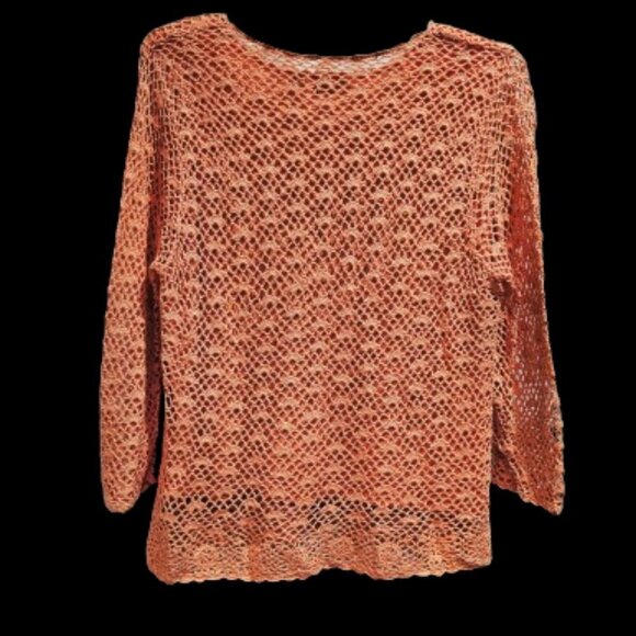 Croft & Barrow Peach Crocheted Layered Top - XL - Picture 2 of 8
